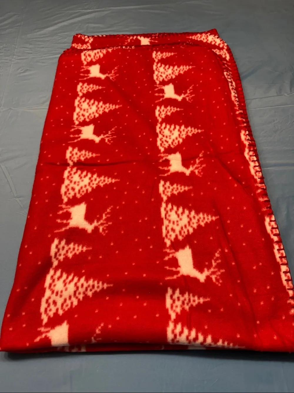 Festive Red Christmas Throw Blanket with Holiday Print, candle,towel. Tote. NWOT